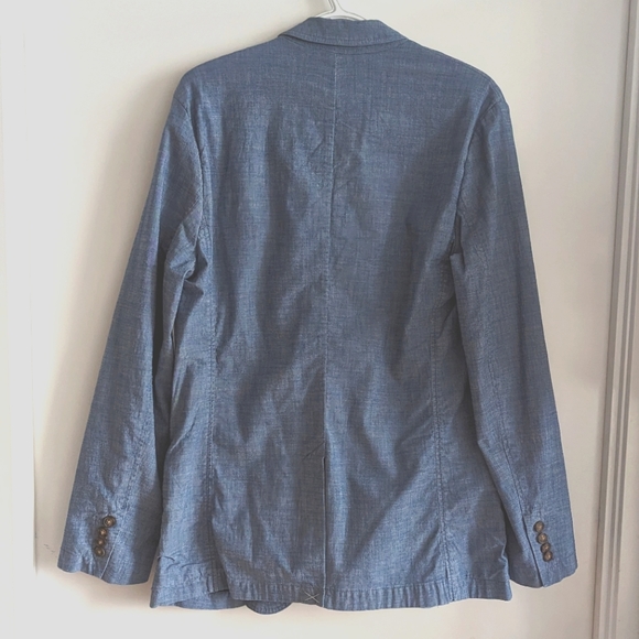 Blue Cotton Casual Blazer - Picture 7 of 7